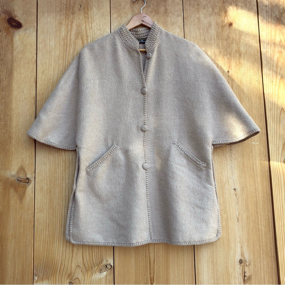 Artesanias Mon Repos Handmade Alpaca Wool Tan Sweater Cardigan Sz Medium